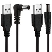 USB to DC 5.5x2.1mm Power Cord, Yeebline 2-Pack 3FT USB 2.0 A Type Male to DC 5.5 x 2.1mm DC 5V Power Plug Charger Connector Charging Adapter Cable