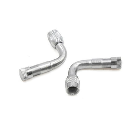 - 2Pcs Silver Tone 90 Degree Car Motorcycle Tire Valve Extension Adapter Extender