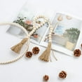 thumbnail image 2 of Long Wood Bead Garland Farmhouse Rustic Country Beads with Tassles Home Decor, 2 of 5