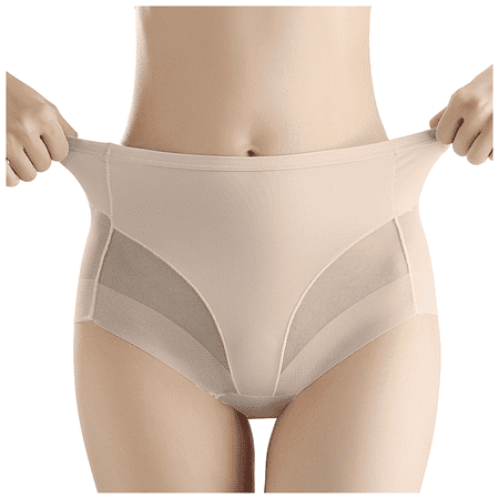 Fulorrnie Underwear for Women Tummy Control High Waist Breathable Comfort Panty Sport Briefs Panties Khaki M