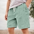 thumbnail image 2 of OSOLU Boys Shorts Solid Color Corduroy Comfortable Knitwear Elastic Waist with Drawstring Everyday Wear Sporty Training Shorts, 2 of 6