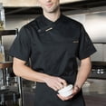 thumbnail image 1 of MYG Women/Men Casual Chef Work Cook Short Sleeve Breathable Shirt Double-breasted, 1 of 9