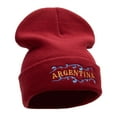 thumbnail image 4 of Argentina Embellishment Embroidered 12 Inch Long Knitted Beanie - Maroon OSFM, 4 of 5