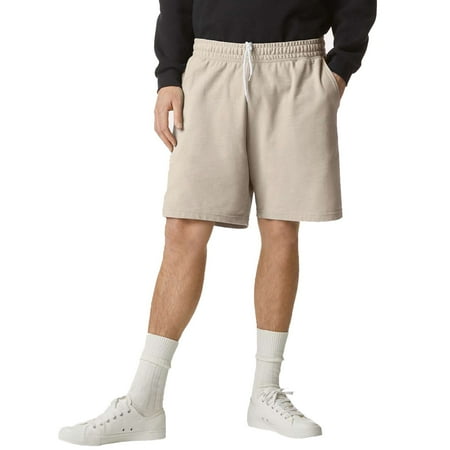 American Apparel Men Pique Gym Shorts with Pockets Relaxed Fit Cotton Athletic Pant Bone 2XL