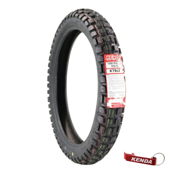 Kenda Big Block K784 100/90B19 Front Motorcycle Tire with Keychain