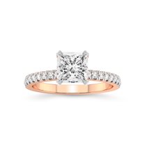 3 Carat IGI Certified Princess Shape Lab Grown Diamond Engagement Ring | 14K Rose Gold | Serena Eternity Lab Diamond Ring | FG-VS1-VS2 Quality Friendly Diamonds