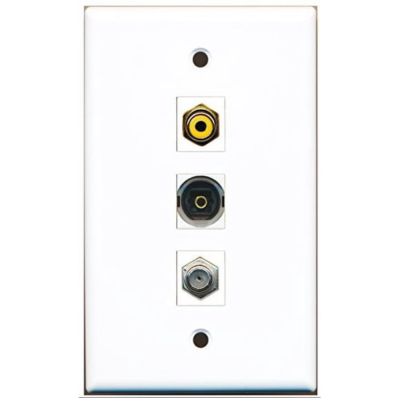 RiteAV - 1 Port RCA Yellow and 1 Port Coax Cable TV- F-Type and 1 Port Toslink Wall Plate