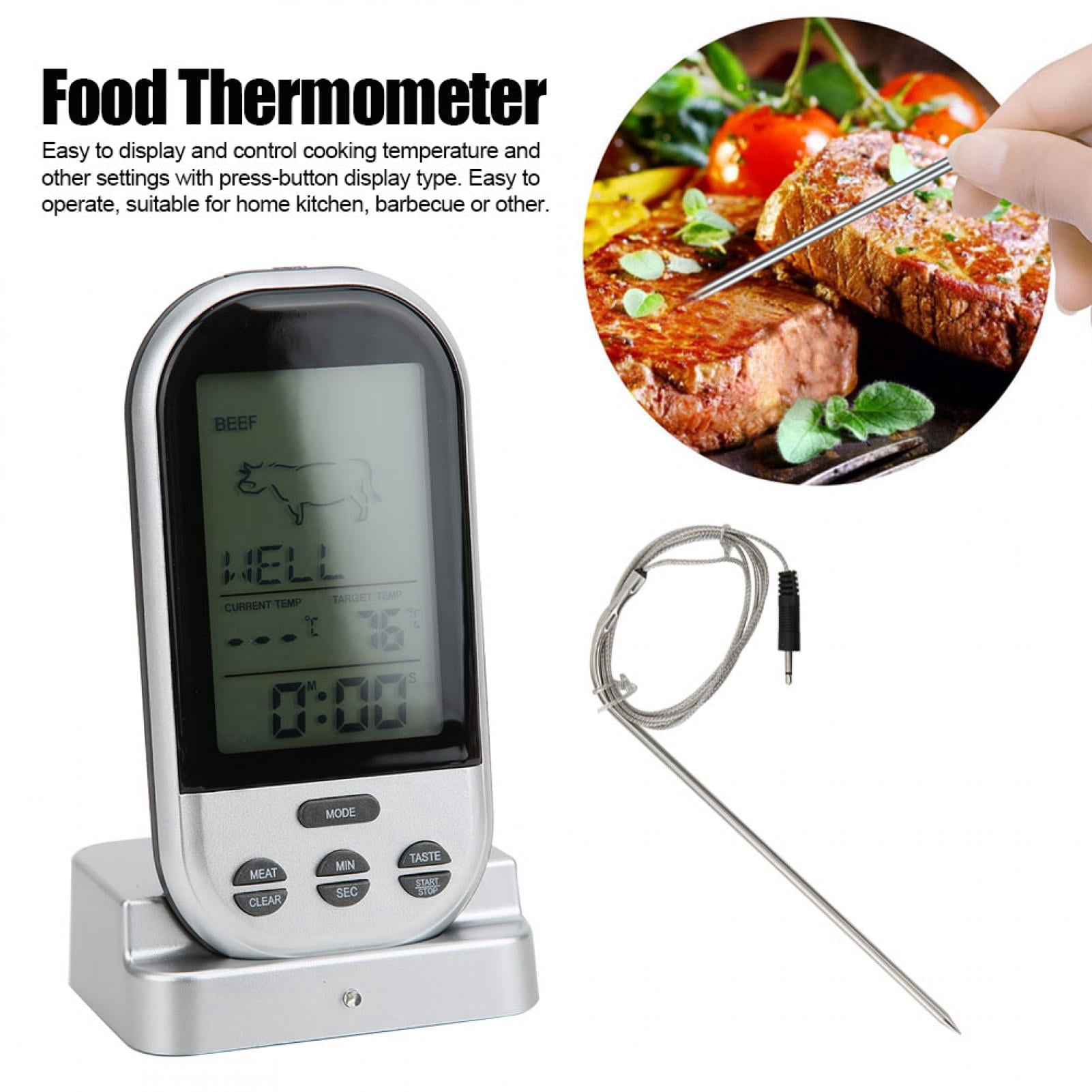 YAHHU Wireless BBQ Thermometer for Meat Smoker Grill, Instant Read Food Thermometer with 100ft Long Range RF Transmission, Digital Cooking Thermometer for Kitchen (12x6.2cm / 4.7x2.4in)