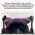 thumbnail image 2 of Guardurnaity Gorro de punto a rayas Y2K, con adorables estrellas y orejas de gato, accesorio de moda y gorro de punto con forma de oreja de gato. Sombreros negro, 2 of 6