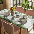 thumbnail image 3 of Easter Table Cloths for 5 Foot Rectangle Tables, Spring Bunny Botanical Eucalyptus Leaves Plants Patio Waterproof Elastic Fitted Tablecloths, Washable Rectangular Table Cover for Camping, 3 of 8