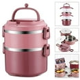 thumbnail image 1 of HAOAN Home Thermal Bento Lunch Box  4-Tier Cylinder Stackable Lunch Box Portable Insulated Lunch Container  Leakproof Stainless Steel Food Container For Student Adult To Work School-Green, 1 of 10