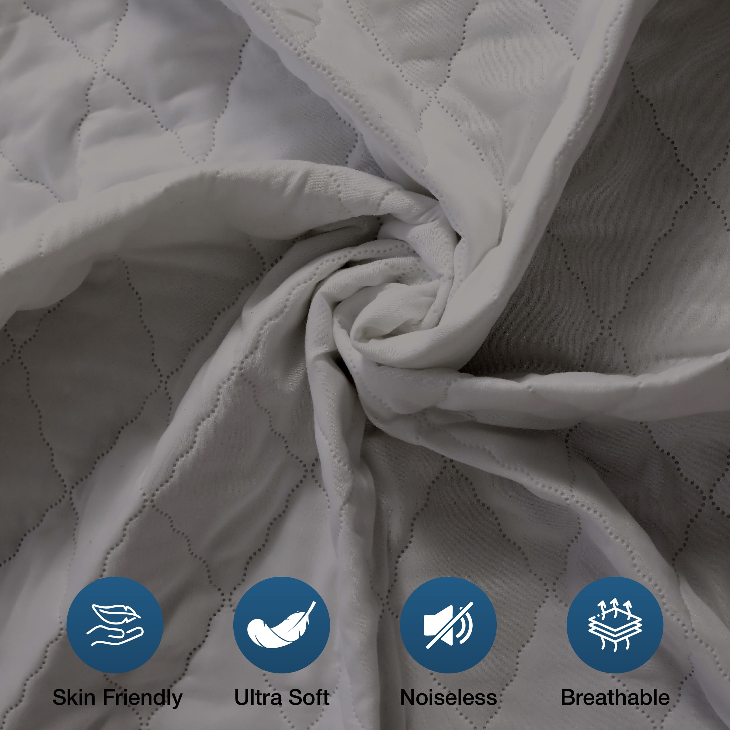 Beddora Waterproof Mattress Protector with Quilted Top – King – Soft & Breathable – Light Grey