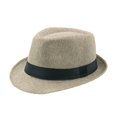 thumbnail image 2 of Meidiya Fedora Hat for Men Linen Wide Brim Sun Protection Solid Color Panama Cap Boater Summer Beach Sunhat Jazz Hat for Vacation, 2 of 3