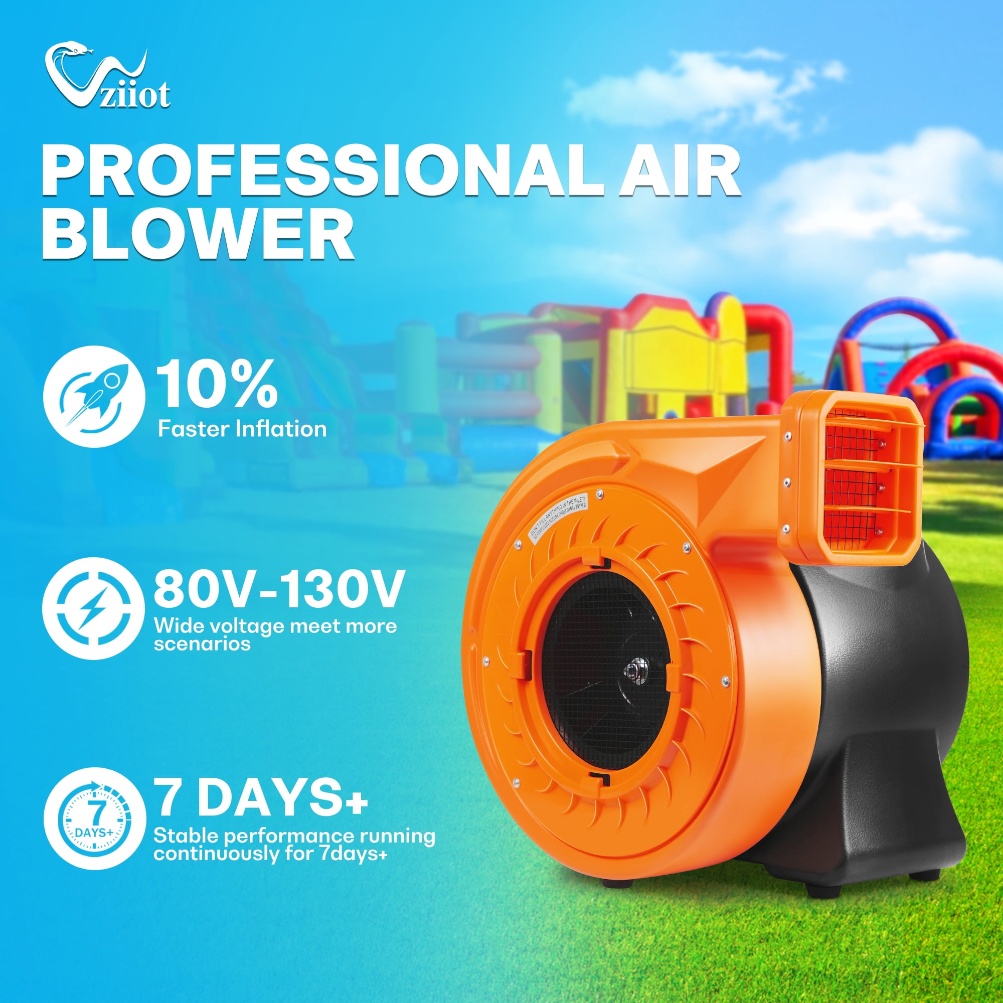 2HP 1500W Inflatabe Blower High Power Commercial Air Fan for Inflatable Bounce House Castle, Water Slides and Inflatable Bouncers