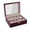 10 Slots Wooden Watch Box Case Organizer with Jewelry Drawer for Storage and Display