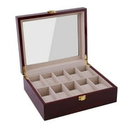 10 Slots Wooden Watch Box Case Organizer with Jewelry Drawer for Storage and Display