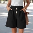 thumbnail image 2 of MDUKONU Women's Classic Linen Shorts Quick Dry Slim Fit Fade Resistant Black XL, 2 of 4