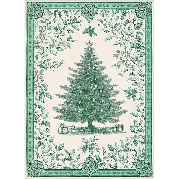 Christmas Rugs Washable 8x10 Area Rug for Bedroom, Red Soft Nursery Rug Non-Slip Stain Resistant Living Room Rugs, Christmas Tree Print Holiday Decor Untra-Thin Carpet Rug for Office