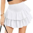 thumbnail image 2 of Jupe en Latex à Volants Taille Haute pour Femmes, Mini Jupe Fluide en Cuir Extensible, Jupe Plissée Doublée, Jupe Courte de Plage en Chiffon Décontractée, 2 of 7