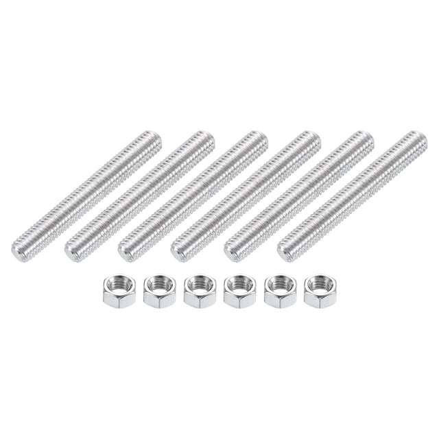3/8"-16 Fully Threaded Rod, 6Pack 304 Stainless Steel 3.1" Long Threaded Screw