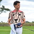thumbnail image 3 of Balery Pink Cheetah Art Camisa Polo de Hombre con Estampado, de Manga Corta y Tejido Medio, Camisa Tipo Golf Polo-Small, 3 of 6