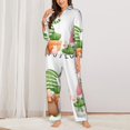 thumbnail image 2 of KLL Cactus Gnome Print Women's Long Sleeve Pajamas with Pants Sleepwear Loungewear 2 Set-Medium, 2 of 7