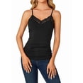 thumbnail image 3 of Women'S Lace V Neck Camisole Adjustable Strap Camisoles Sleeveless Tank Undershirt Top Black S, 3 of 6