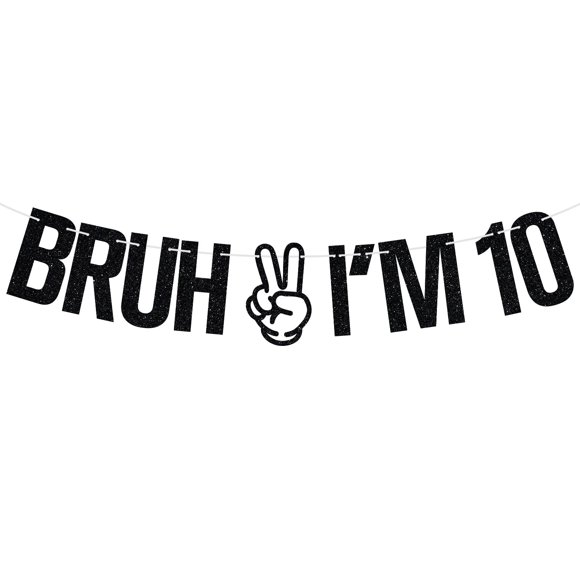 Banner Tivurcia Bruh tengo 10 años negro con brillo 2 m