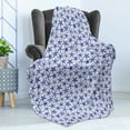 thumbnail image 4 of Nautical Soft Flannel Fleece Blanket, Various Types of Sea Starfishes on Pastel Toned Stripes Underwater Art, Cozy Plush for Indoor and Outdoor Use, 50" x 70", White Indigo Ceil Blue, by Ambesonne, 4 of 5