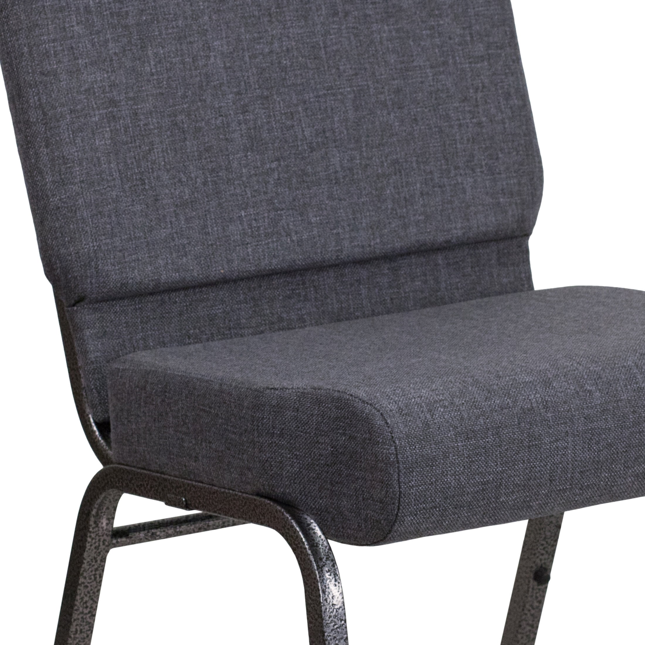 Flash Furniture Hercules Series 21"W Upholstered Church Chair with Book Pouch, Dark Gray
