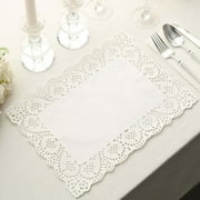 Efavormart 100 Pack Rectangle White Paper Doilies, Food Grade Lace Paper Placemats - 14L X 10W