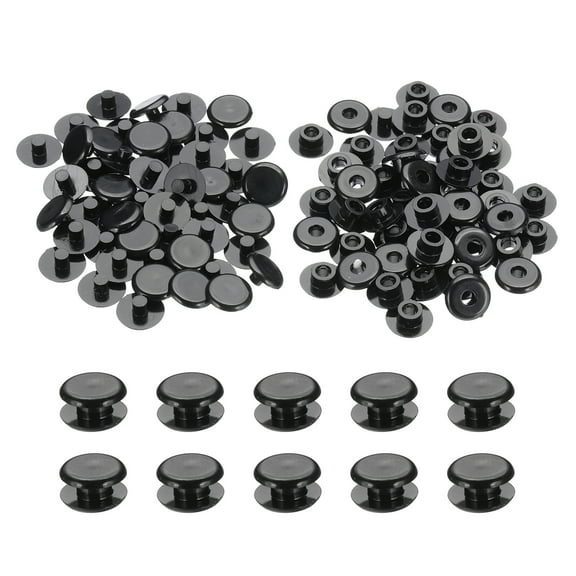 M5*3mm Plastic Binding Post, 50 Sets Plastic Chicago Screws Binding Screw Rivets Post Press-on Buckle for Leather Scrapbook Photo Albums, Black
