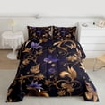 thumbnail image 2 of Feelyou Fashion Gold Leaf Bedding Comforter Set, Mystic Romantic Butterfly Twin Comforter Sets, Retro Flower Reversible Bedding Set, Microfiber Bedroom Decor, 2pcs, 2 of 8