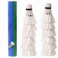 thumbnail image 1 of Paquete de 12 volantes de bádminton con plumas de ganso blancas, ideales para entrenamiento deportivo, 1 of 4
