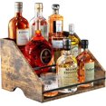 thumbnail image 1 of fafa-Liquor Bottle Display Shelf, Coffee Syrup Organizer, 3 Step Countertop Liquor Wine Rack, Home Retro Shelf Stand for Mini Bar, Cabinet, Bar Essentials for Whiskey, Spirits, Wooden, 1 of 4
