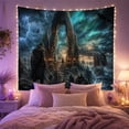 thumbnail image 2 of Viking Warrior and Raven Under Stone Arch in Stormy Sea, Dramatic Fantasy for Mythology Fans, Norse Art Decor, Housewarming Gift Tapestry Wall Hanging for Living Room and Man Cave, 2 of 7