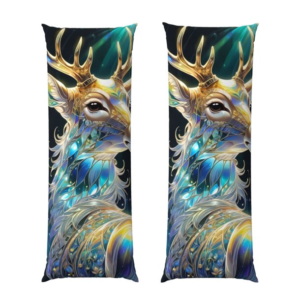 Fotbe Colorful Stained Glass Deer Funda para Almohada Corporal con Diseño, Funda de Microfibra Ultrasuave de 20x54 Pulgadas, Ropa de Cama Elegante