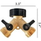 thumbnail image 3 of Divisor de manguera de jardín de latón de 2 vías, divisor de grifo de conector de manguera de 3/4 pulgadas, divisor de manguera Y, adaptador de espiga de manguera 2 válvulas con arandelas de goma adic Afortunado Sencillez, 3 of 3