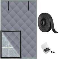 Ebaokuup 3 Layer 63 x 39 Inches Winter Insulated Window Cover-Oxford Thermal Insulated Window Blanket with Fastener-Gray Window Insulation Kit for Winter Keeping Warm