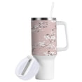 thumbnail image 2 of 40 Oz Car Handle Water Bottle Water Cup Water Bottle Water Jug Coffee Cup Travel Water Bottle Pink Cloth Flowers, 2 of 8