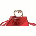 thumbnail image 3 of Women Vegan Leather Evening Handbag Crocodile Pattern Handle Clutch Purse Cross Body Envelope Bag, 3 of 8