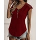 thumbnail image 1 of Camisa de encaje con cremallera de manga corta, blusa de encaje con cuello en V y cremallera para mujer Camisa de encaje con cremallera de manga corta diseñada para precisión, 1 of 6