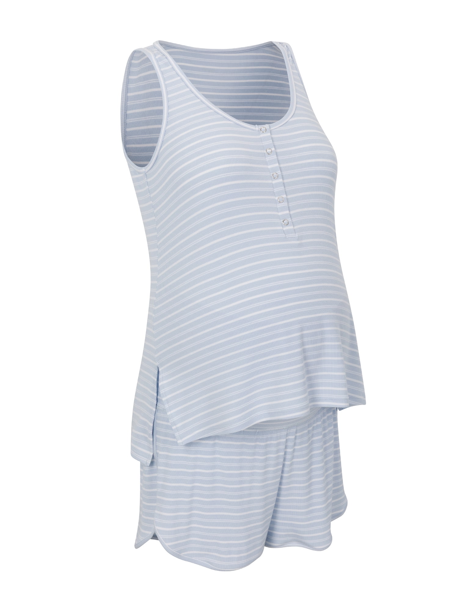 Ingrid & Isabel For Every Belly Women's Maternity Ribbed Henley Tank & Short Set, Sizes S-XXXL