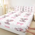thumbnail image 3 of Manfei Zoo Animal Elephant Fitted Sheet Queen,Pink Coquette Bowknot Bedding,3 Pieces,1 Fitted Sheet and 2 Pillowcases, 3 of 6