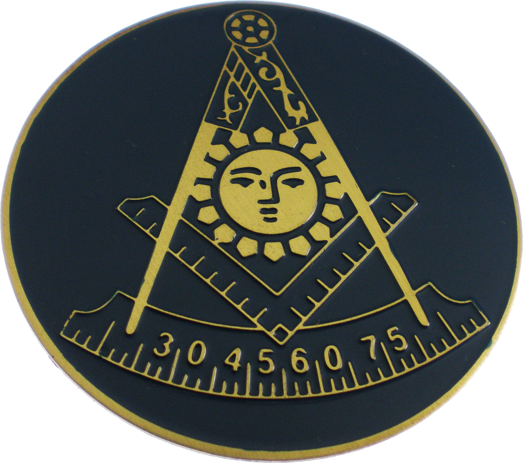 Mason Past Master Symbol Etched Round Car Emblem [Gold 2"] Walmart