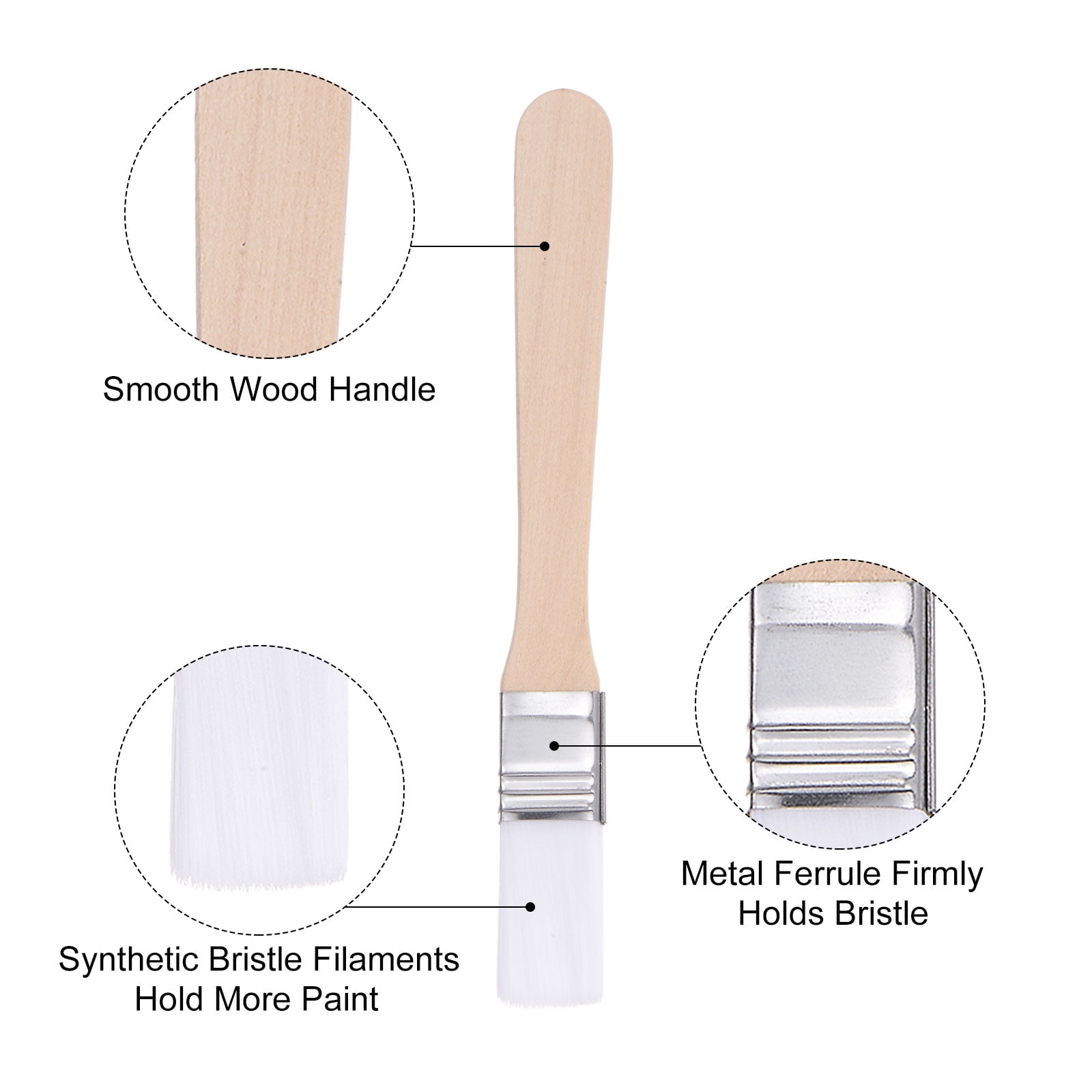 Unique Bargains Natural Bristle with Wood Handle Tool Width Small Paint Brush White 0.6"
