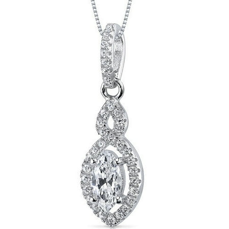 Oravo Sterling Silver Marquise Cut Cubic Zirconia Pendant Necklace