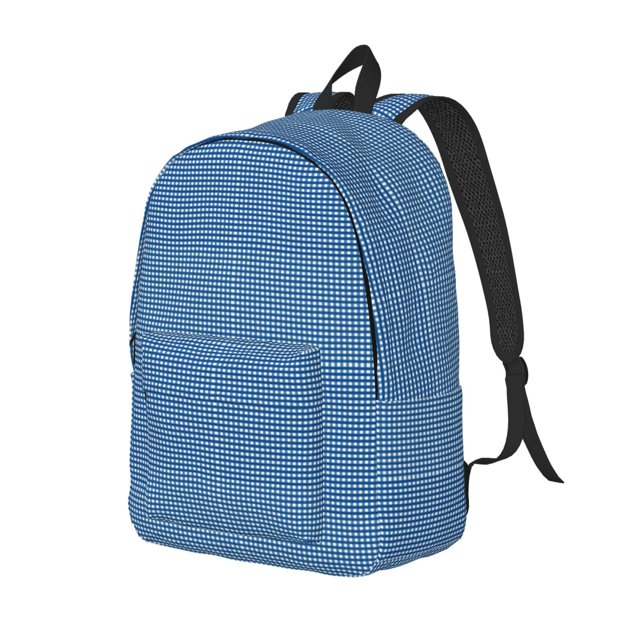 Disketp Blue Gingham Mochila de Lona Estampada, Mochila Escolar de Viaje Ligera para Estudiantes y Portátil-Medium