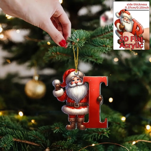 Adorno Navideño Plano En 2D con Forma de Letra para Colgar En El Árbol o En El Coche | Decoración Festiva y Personalizada para Celebrar Las Fiestas | Material Resistente | Fácil de Colgar | Un Regalo