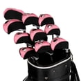 thumbnail image 4 of Juego de 10 Uds. de fundas para cabeza de hierros de Golf, funda híbrida para cabeza, funda antiarañazos para conductor, fundas para cabeza de madera, negro y rosa shamjiam cubierta de la cabeza del palo de golf, 4 of 9